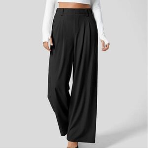 Halara High Waist Wide Leg Waffle Work Pants XL Tall Tailored Pockets Comfort